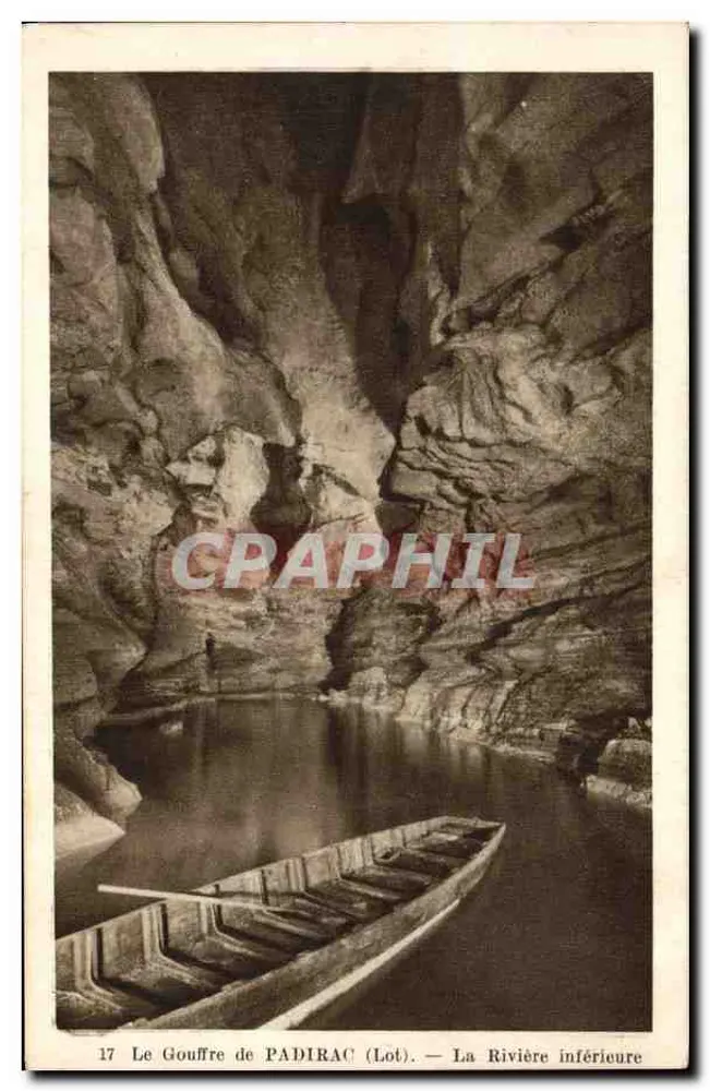 Der Padirac-Abgrund (Lot) — Die untere Fluss — Phototypie Hélio Française, n°17 - Vorderseite
