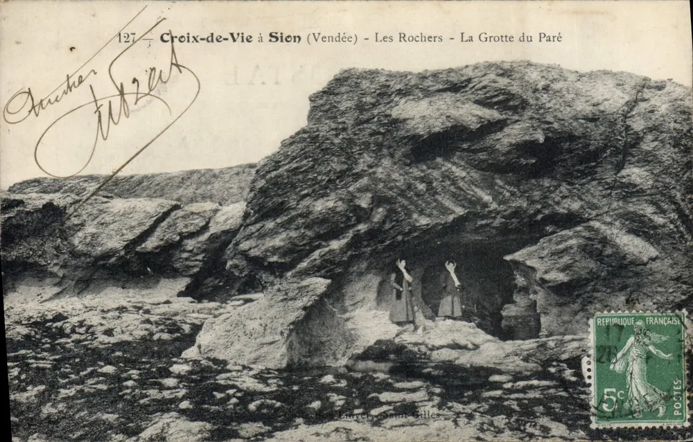 Croix-de-Vie bei Sion (Vendée) — Die Felsen — Die Grotte des Paré — Verleger: Saint Gilles, Nr. 127 - Vorderseite