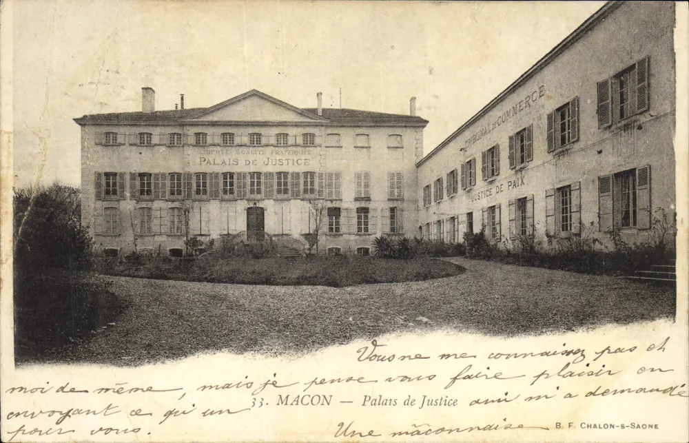 Mâcon — Palais de Justice et Tribunal de Commerce — éditeur B. F. Chalon-saône - Frente