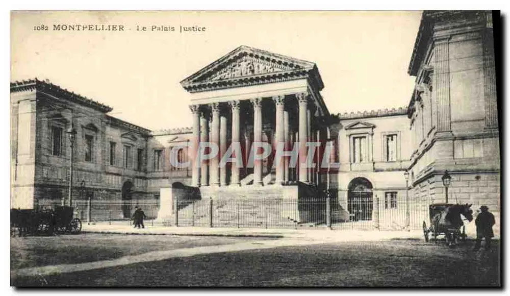 Montpellier - Het Paleis van Justitie — Antieke ansichtkaart n°1082, uitgever niet geïdentificeerd - Voorkant