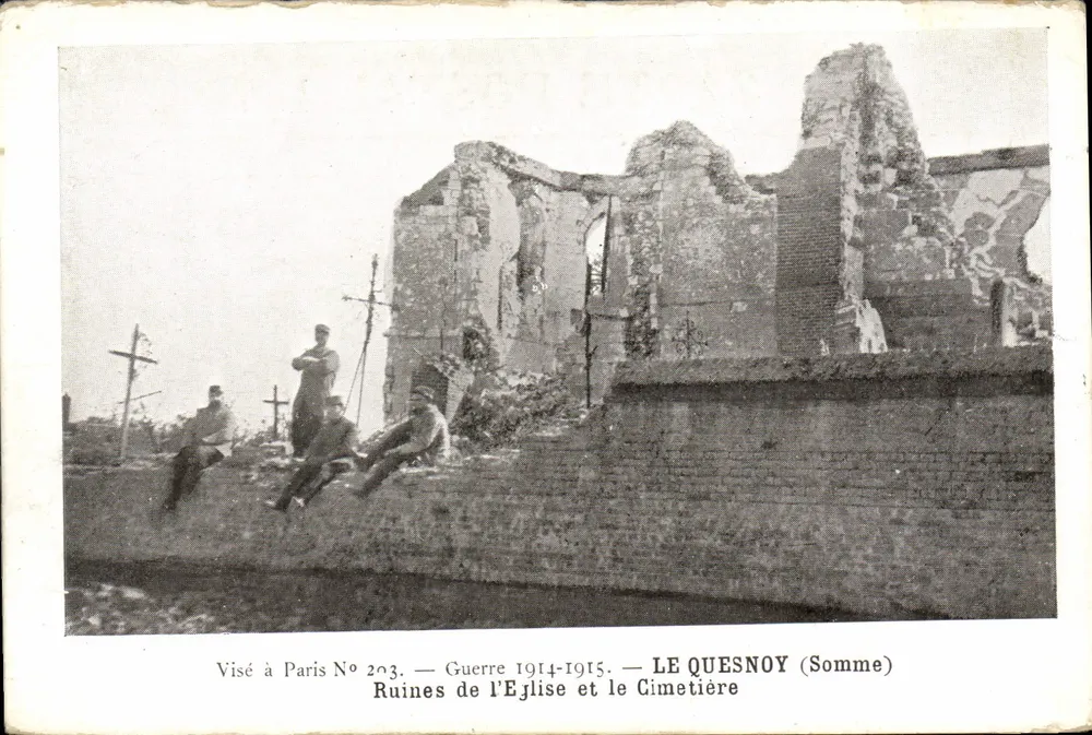 Ruinen der Kirche und des Friedhofs — LE QUESNOY (Somme) — Visé à Paris N° 203 - Vorderseite