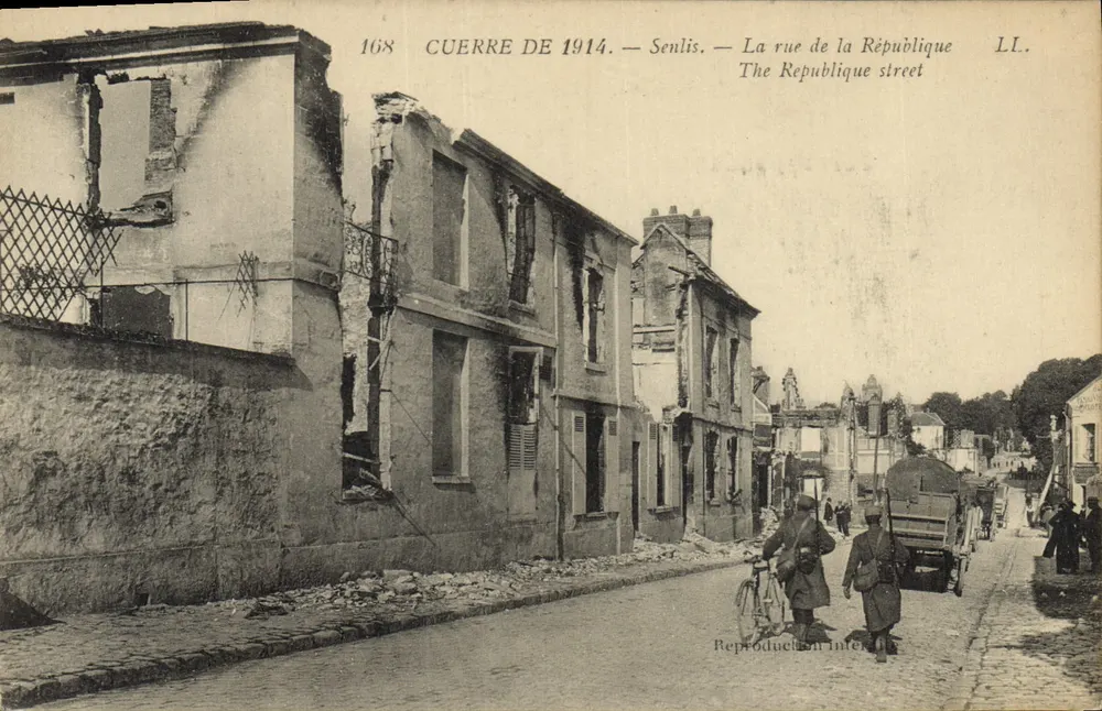 Senlis — Rue de la République nach dem Krieg 1914 — LL. Nr. 168 - Vorderseite