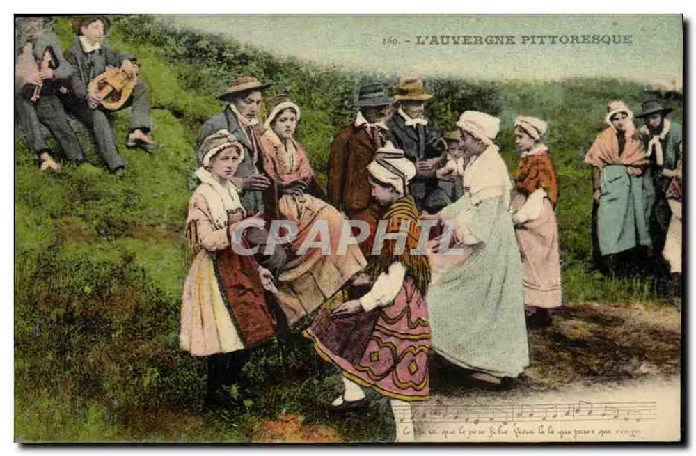A Auvergne pitoresca — cena de dança tradicional — Béguin, St-Gérande-Puy (Allier) - Frente