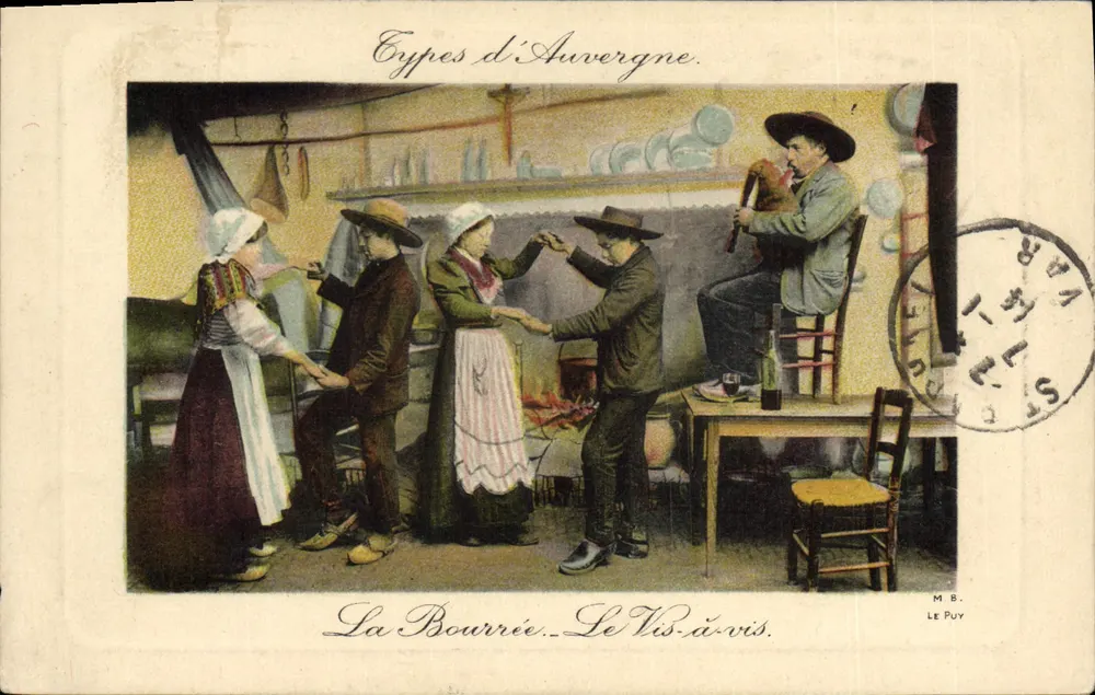 Tipos de Auvergne — La Bourrée. Le Vis-à-vis. — M. B. LE PUY - Frente