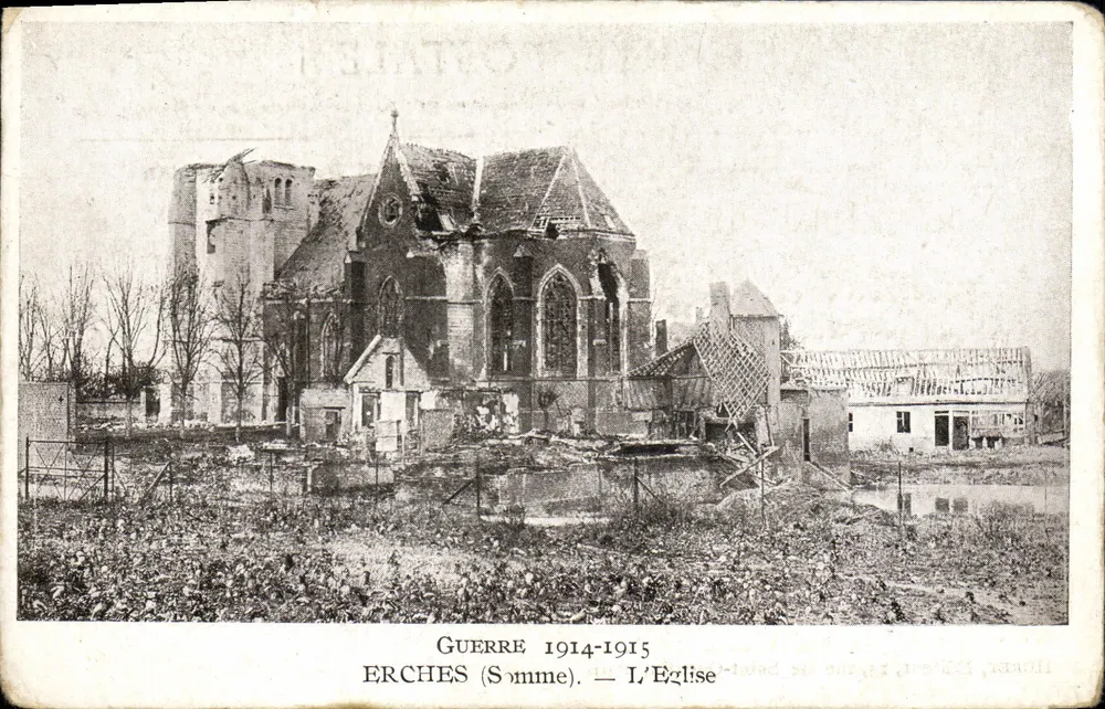 Erches (Somme) — A Igreja — guerra 1914-1915 - Frente