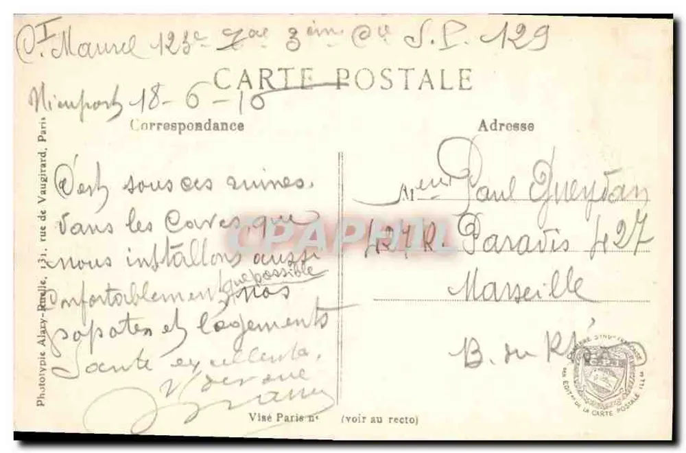 Nieuport (Belgien) — Ansicht der Ostendstraße — Zerstörung nach dem Krieg — L. C. H. Paris n°322 - Rückseite