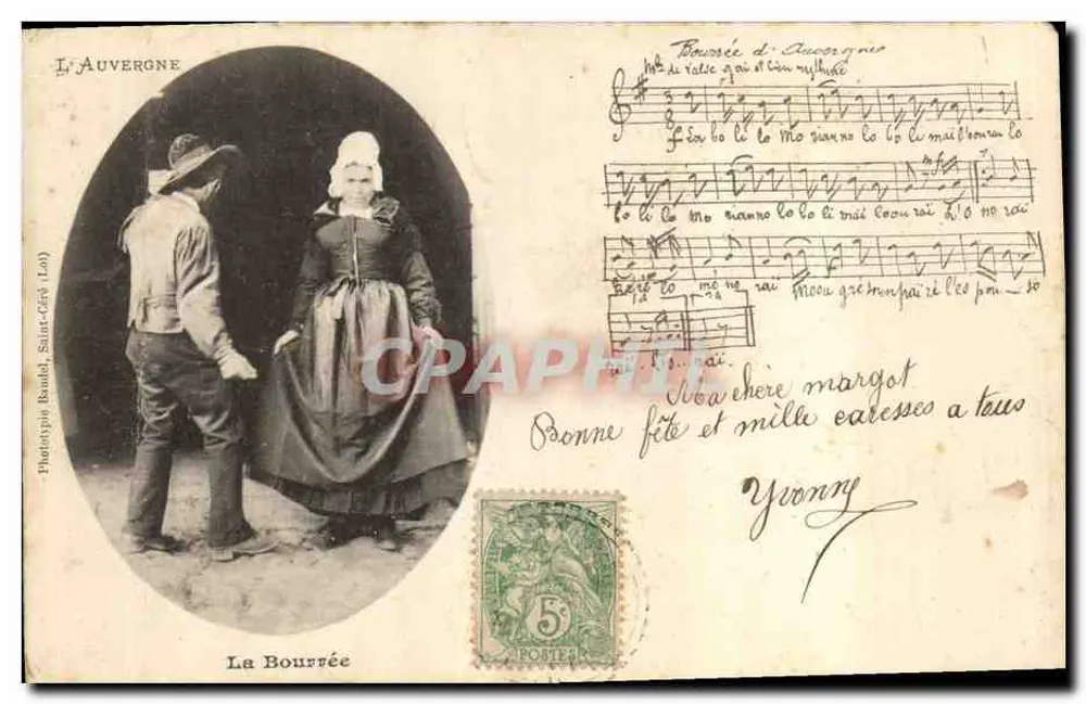 La Bourrée — Fotografia pary w strojach tradycyjnych — Fototypia Banali, Saint-Cyr (Loire) - Awers