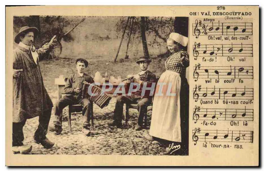 Cena de campo — três homens e uma mulher — Editor: Édouard d'Art Margerit Brémont, n° 278 - Frente