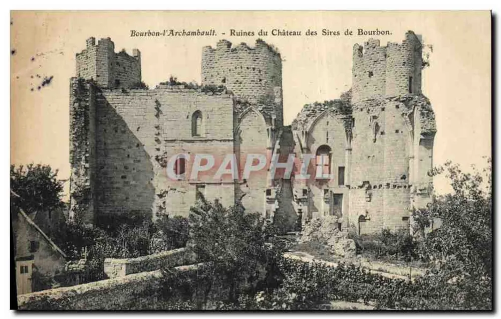 Bourbon-l'Archambault — Ruínas do Castelo dos Senhores de Bourbon — editor não visível - Frente