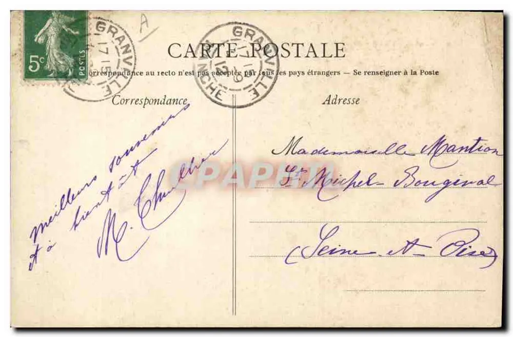 Granville — Der Torpedoboot "La Francisque" — J. Fagel, chel. - Rückseite