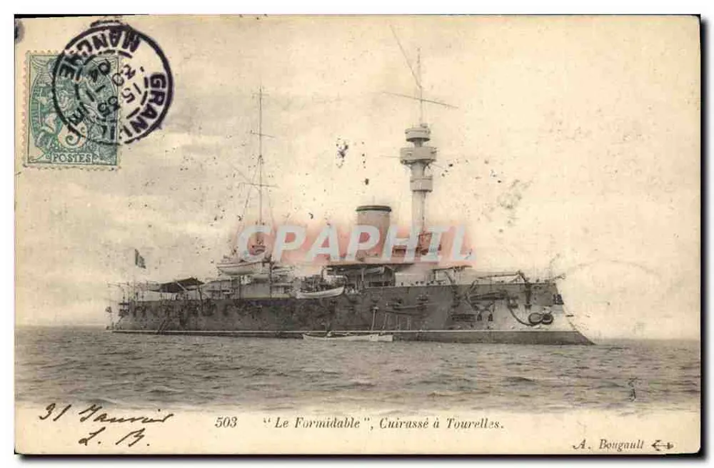 O Formidable, Encouraçado com Torre — A. Bougault, n° 503 - Frente