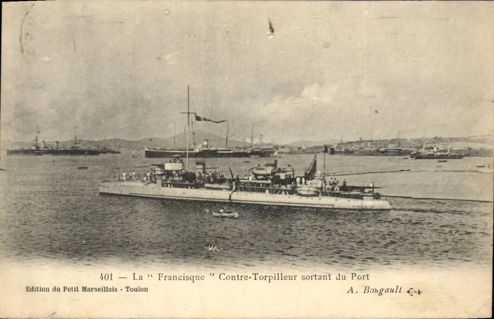 Toulon — Der Torpedoboot "Francisque" verlässt den Hafen — Ausgabe von Le Petit Marseillais, n°401 - Vorderseite