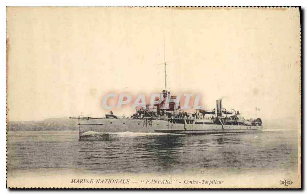 Marine Nationale — "Fanfare" — Contre-Torpilleur — Éditeur E.D. - Recto