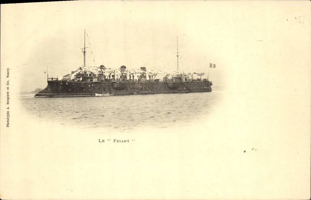 O 'Frient' — navio militar — Phototypie A. Bergeret et Cie, Nancy - Frente