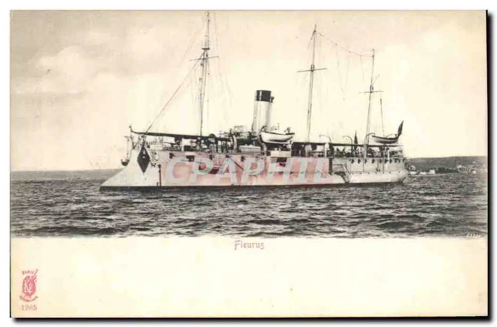 Fleurus — Navio de guerra no horizonte — Editor TRUY 1906 - Frente