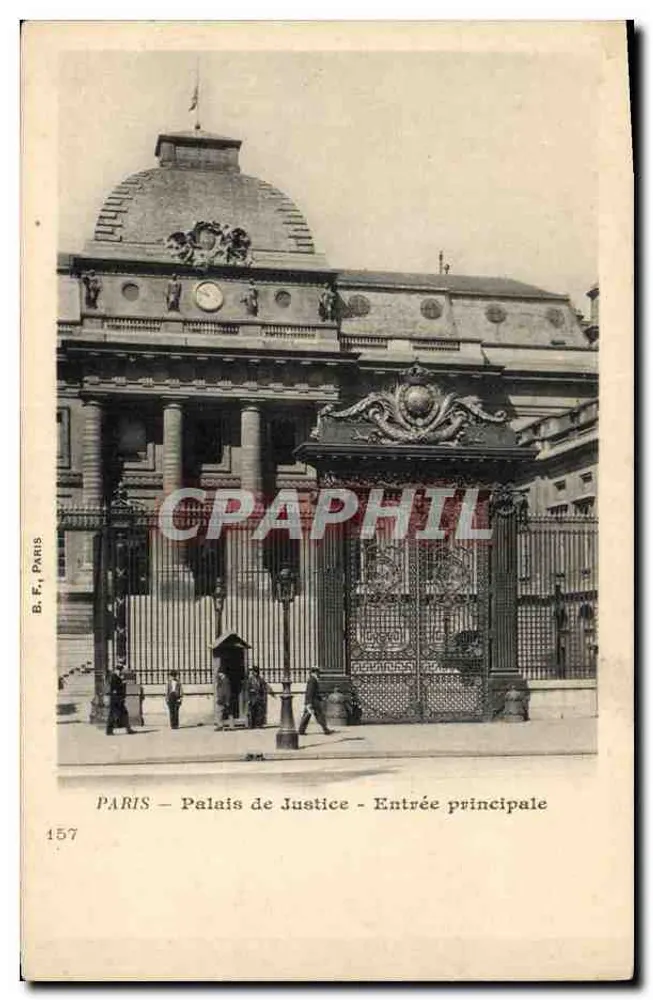 París — Palacio de Justicia — Entrada principal — B.F. Paris n°157 - Anverso