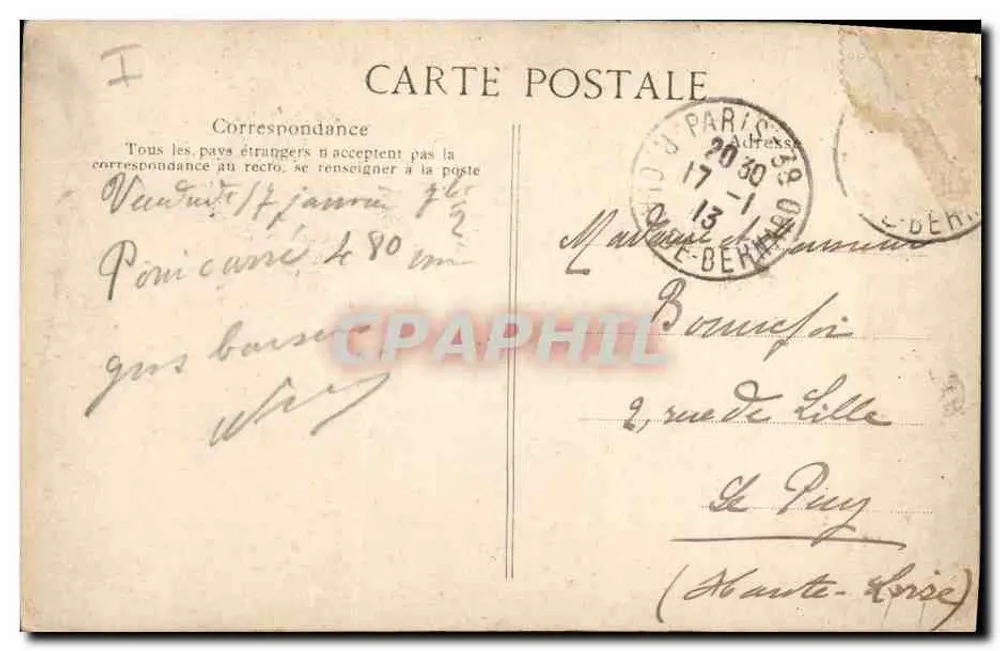 PARIS — O Palácio da Justiça e a Conciergerie — G. Parrierier, n°4368 - Verso