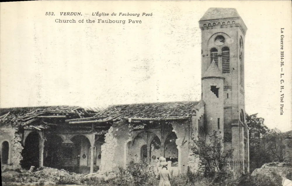 Verdun — Die Kirche des Pavé-Viertels — Der Krieg 1914-16 — L. C. H., Visé Paris - Vorderseite