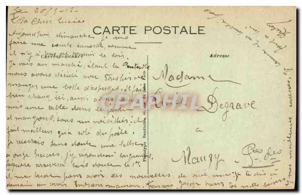 Kirche von Rethonvillers (Oise) in Ruinen — 1917 — Verlag: Société d'Éditions de la Poste - Rückseite
