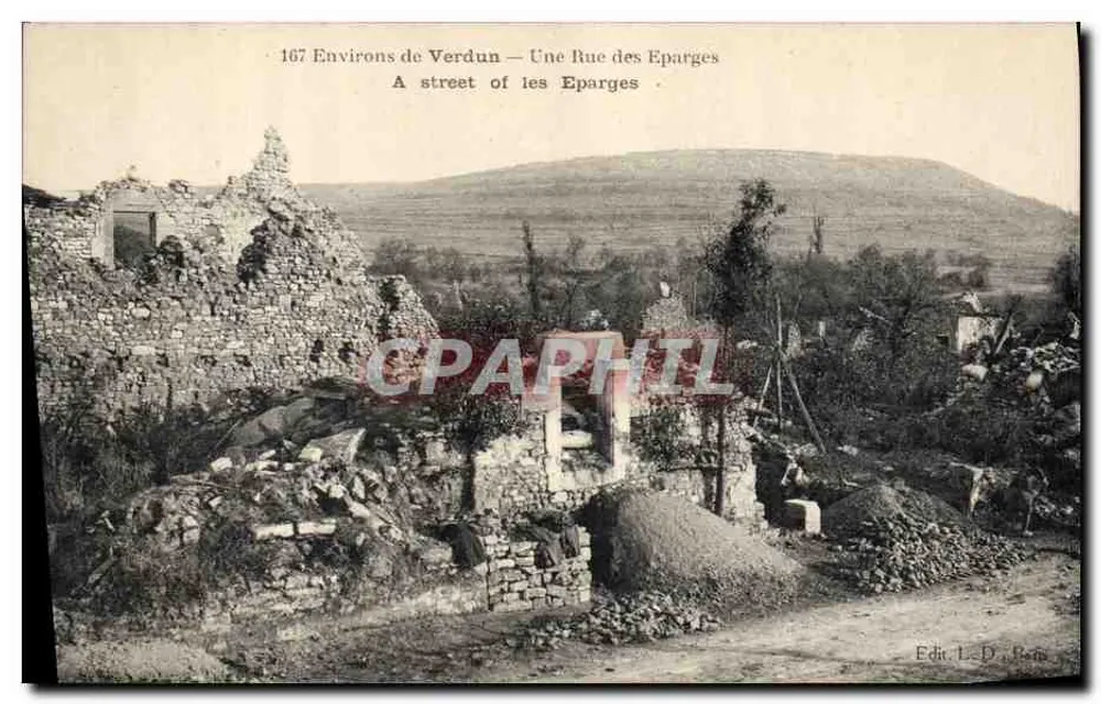 Umgebung von Verdun — Eine Straße der Eparges — Edit. L. D. Rena - Vorderseite