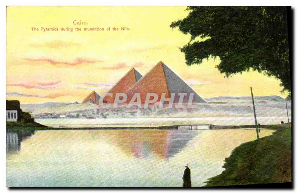 Kairo — Die Pyramiden während der Überschwemmung des Nils — Universal Postal Union, Ägypten - Vorderseite
