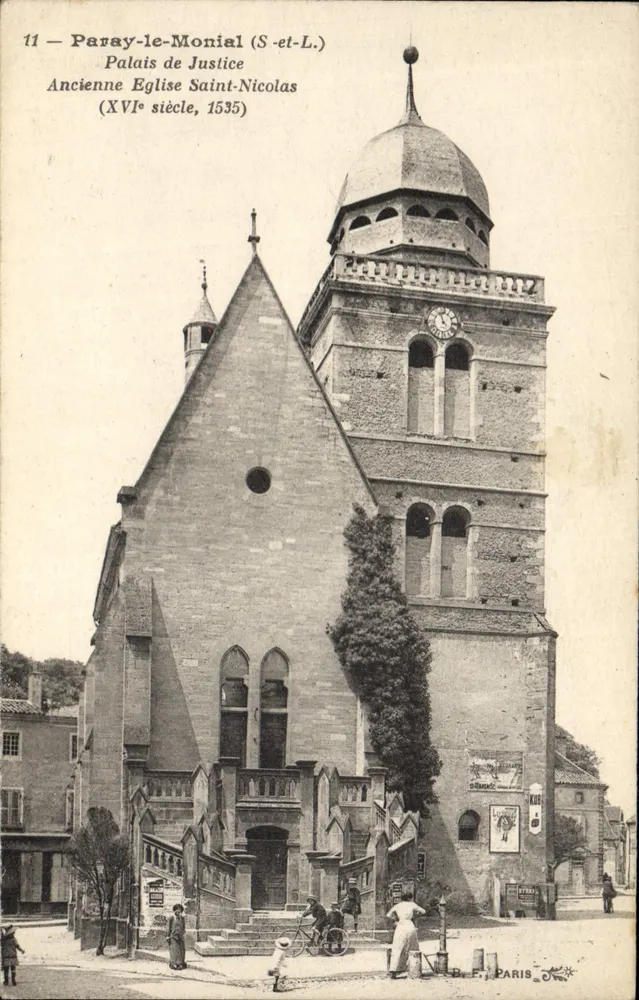 Paray-le-Monial (S.-et-L.) — Alte Kirche Saint-Nicolas, Justizpalast — B. F. PARIS - Vorderseite