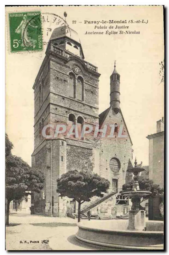 Paray-le-Monial (S.-et-L.) — Palast der Justiz und ehemalige Kirche St-Nicolas — B. F., Paris - Vorderseite