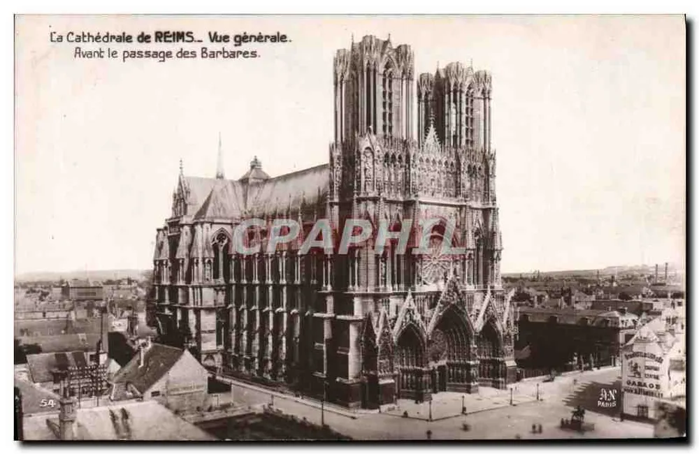 Kathedrale von Reims — Allgemeiner Blick. Vor dem Durchzug der Barbaren. - Vorderseite