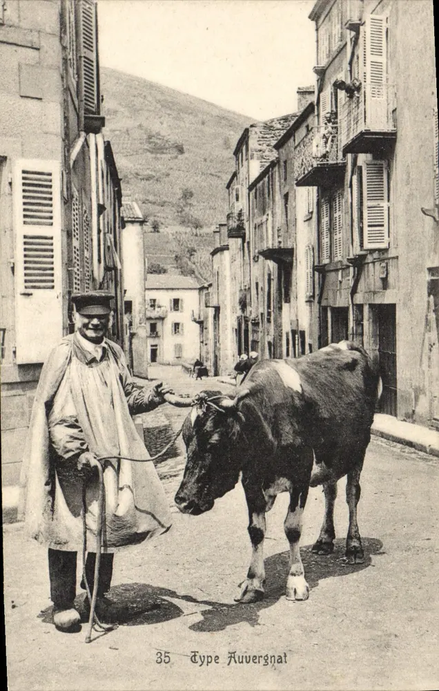 Village auvergnat — homem com vaca — Type Auvergnat n°35 - Frente