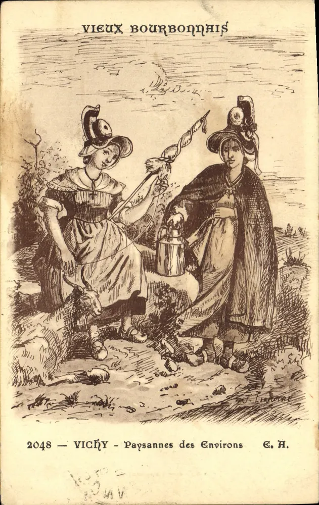 Deux paysannes bourbonnaises — scène de campagne — éditeur E. H. n° 2048 - Vorderseite