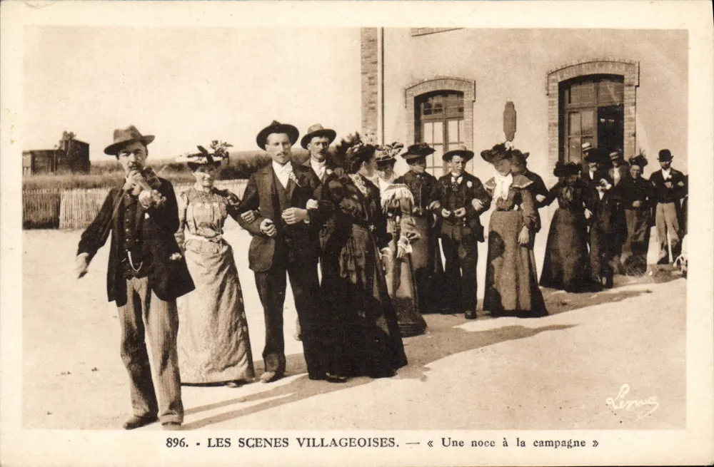 Uma festa de casamento na campina — LES SCÈNES VILLAGEOISES — n°896 — Léon Margarit - Frente