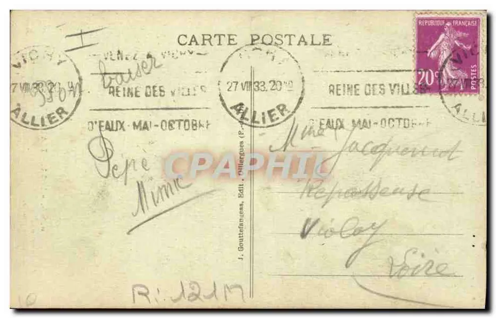 Juventude e velhice — A Auvergne — J. Gouttefanges, Editor, n° 1224 - Verso