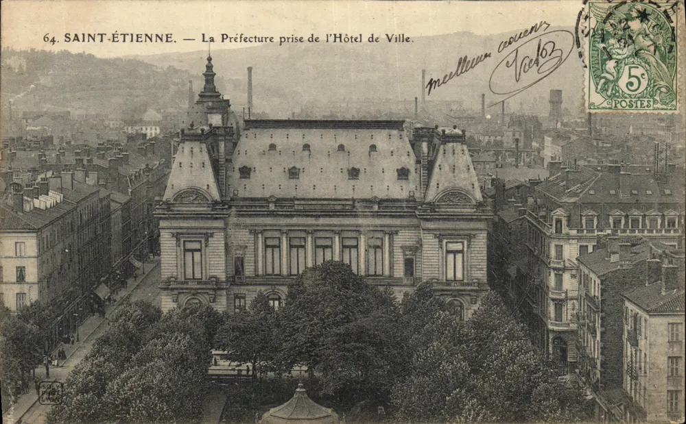 Saint-Étienne — Die Präfektur von der Stadtverwaltung aus gesehen — unbekannter Verlag, Nr. 64 - Vorderseite