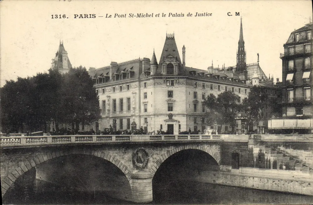 Paris — Der Pont St-Michel und das Palais de Justice — Künstleredition C. M. - Vorderseite