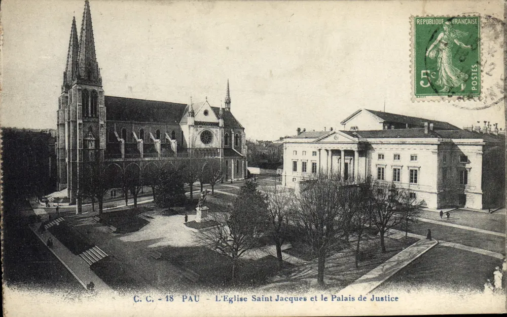 Pau - Ansicht der Kirche Saint-Jacques und des Gerichtsgebäudes — C.C. - 18 - Vorderseite