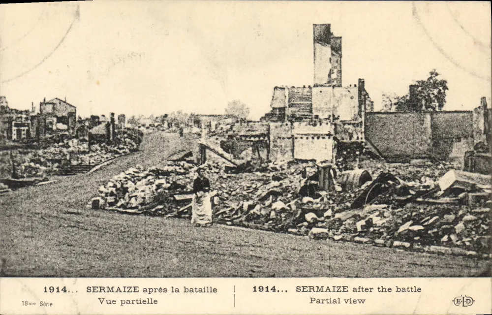 Sermaize nach dem Gefecht — Teilansicht — E.D. 18. Serie - Vorderseite
