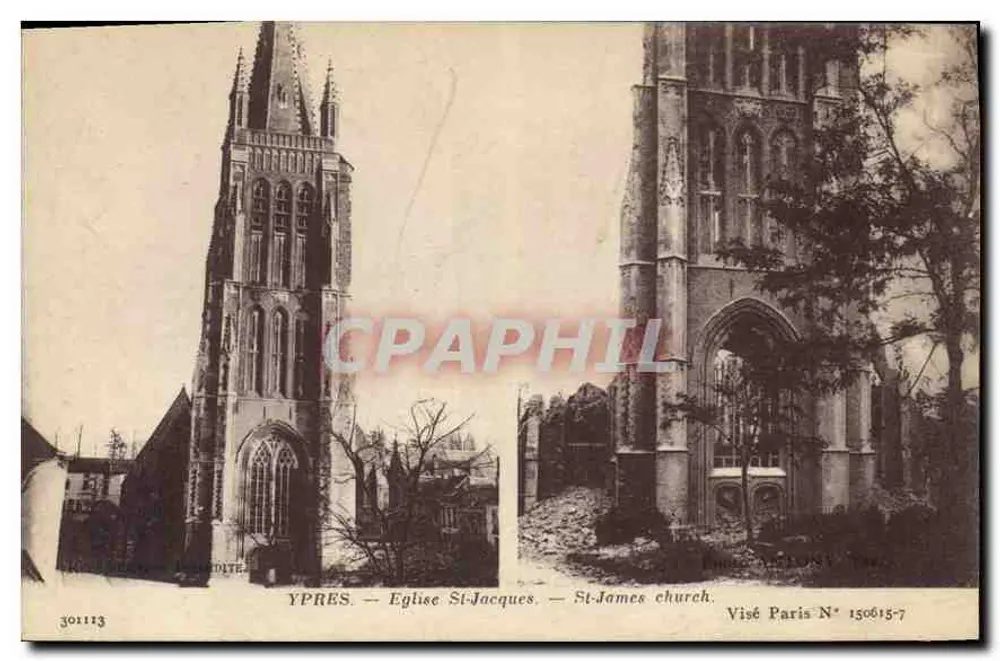 Ypres — Église St-Jacques — St-James church — Visé Paris N° 150615-7 - Recto
