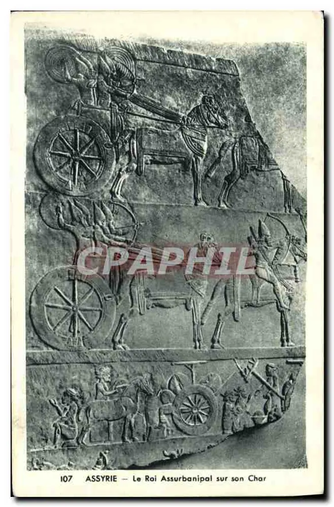 Assyrien — Der König Assurbanipal auf seinem Streitwagen — Moutet, Paris - Vorderseite