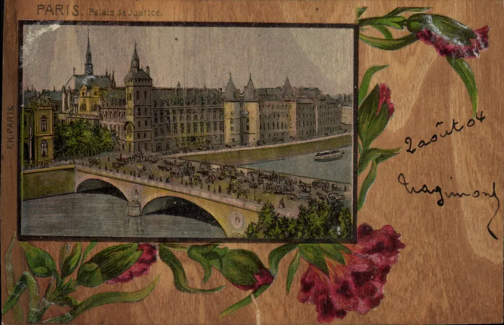 Paris. Palais de Justice — Ansicht der Brücke und der Seine — Verlag F.K. Paris - Vorderseite