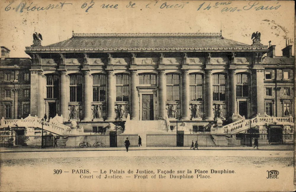 Paris — Palais de Justice, Fassade auf der Place Dauphine — C. Riouset, Nr. 309 - Vorderseite