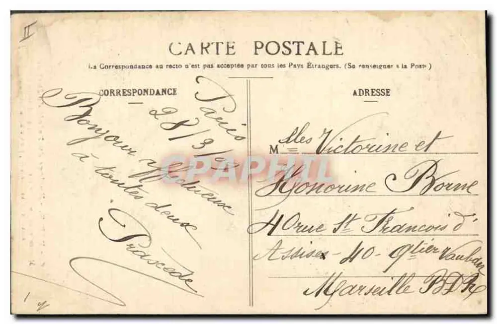 Paris — Uhr des Palais de Justice — J. H. - Rückseite