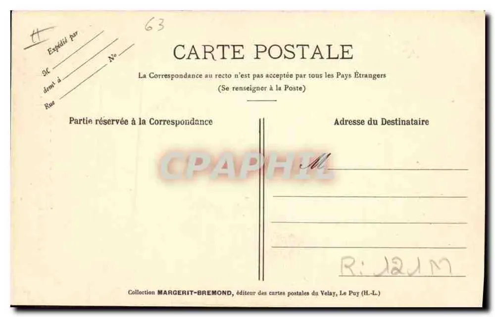 Typ des alten Auvergne-Bauern mit dem Auvergne-Bartkragen und der Doppelpinselfäustling — Le Velay Illustré, Nr. 314, Foto von M. B. - Rep. int. - Rückseite