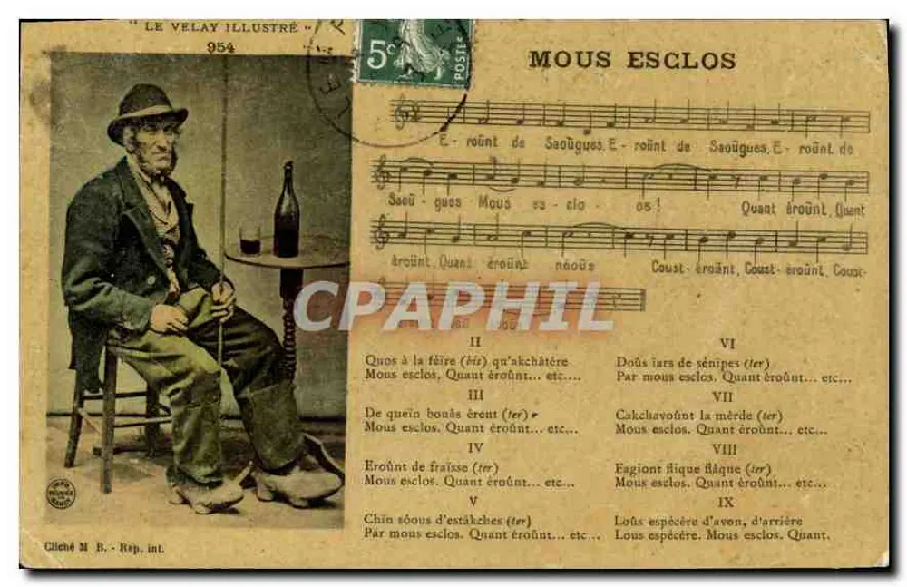 Homem sentado no bar — Le Velay Illustré n°954 — Editor M. R. (Rep. int.) - Frente