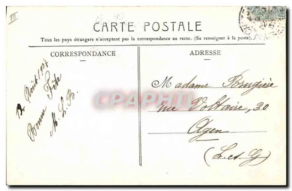BONJOUR d'AUVERGNE — dekor kwiatowy i ptaki — wydawca nieznany - Rewers