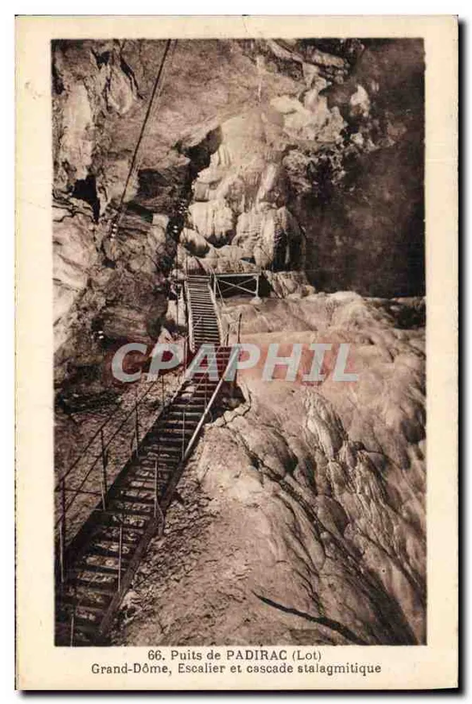 Puits de PADIRAC (Lot) — Grand-Dôme, escalier et cascade stalagmitique — éditeur Imp. Français, Limoges - Vorderseite