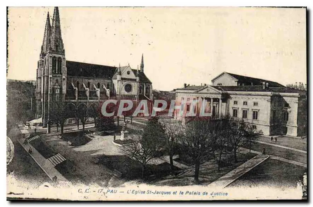 Pau — L'Église Saint-Jacques et le Palais de Justice - Recto