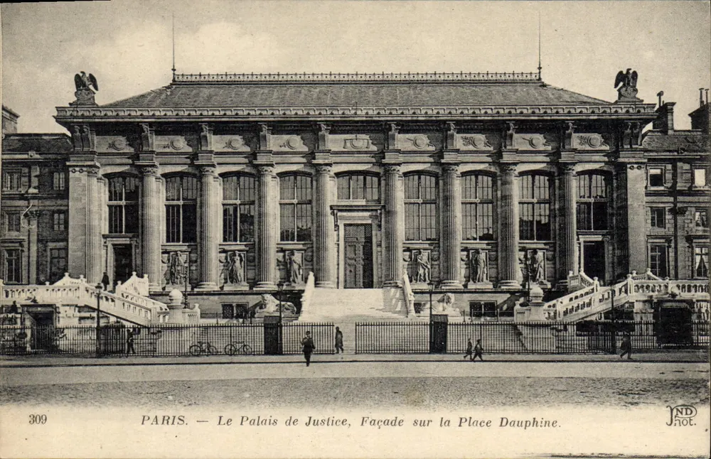 Paris — Das Palast der Gerechtigkeit, Fassade auf der Place Dauphine — JND not. n°309 - Vorderseite