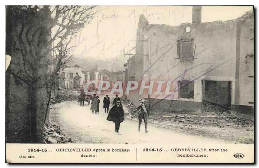 Gerbéviller — nach dem Bombardement — 35. Serie, Verlag B.D. - Vorderseite