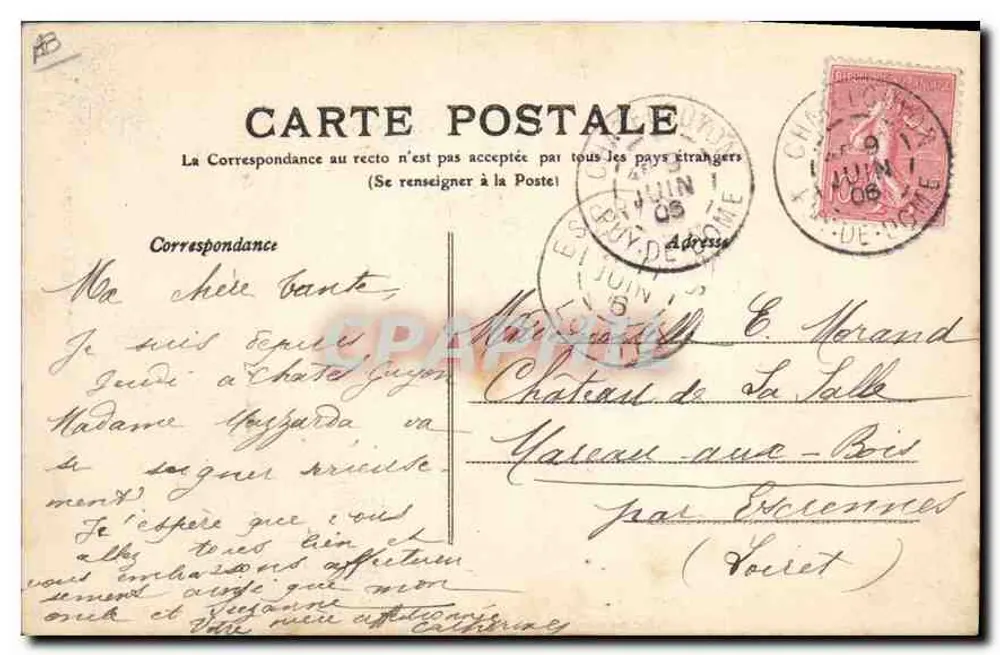 Châtel-Guyon — Cour de ferme — Vieil coin — L'Auvergne — M. T. de Borne - Verso