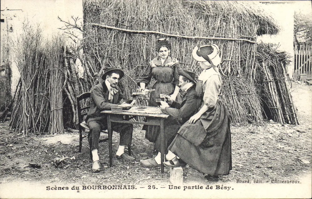 Cenas do Bourbonnais — Uma partida de Bésy — Board, édit. Châteauroux - Frente